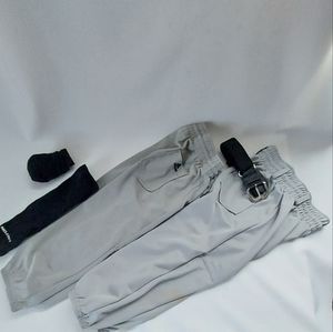 Youth Baseball Pants Socks Belt Gray Size 6 - 7 T-Ball Sports
